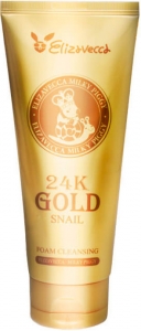 Elizavecca~Пенка для умывания с золотом и муцином улитки~24K Gold Snail Cleansing Foam